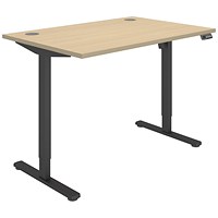 Astin Economy Sit-Stand Desk, Black Leg, 1200mm, Oak Top