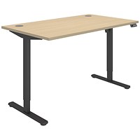 Astin Economy Sit-Stand Desk, Black Leg, 1400mm, Oak Top