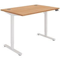 Astin Economy Sit-Stand Desk, White Leg, 1200mm, Beech Top
