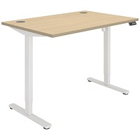 Astin Economy Sit-Stand Desk, White Leg, 1200mm, Oak Top
