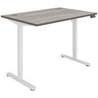 Astin Economy Sit-Stand Desk, White Leg, 1200mm, Grey Oak Top