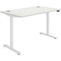 Astin Economy Sit-Stand Desk, White Leg, 1400mm, White Top