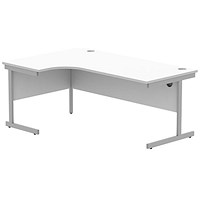 Astin 1800mm Corner Desk, Left Hand, Silver Cantilever Legs, White