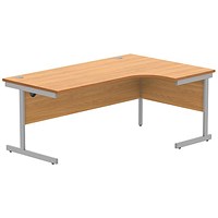 Astin 1800mm Corner Desk, Right Hand, Silver Cantilever Legs, Beech