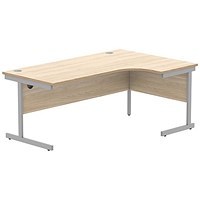 Astin 1800mm Corner Desk, Right Hand, Silver Cantilever Legs, Oak