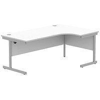 Astin 1800mm Corner Desk, Right Hand, Silver Cantilever Legs, White
