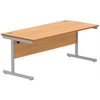 Astin 1800mm Rectangular Desk, Silver Cantilever Legs, Beech