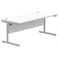 Astin 1800mm Rectangular Desk, Silver Cantilever Legs, White