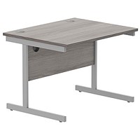 Astin 800mm Rectangular Desk, Silver Cantilever Legs, Grey Oak