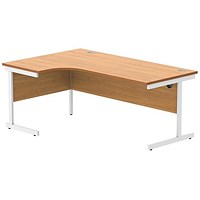 Astin 1800mm Corner Desk, Left Hand, White Cantilever Legs, Beech