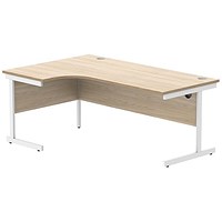 Astin 1800mm Corner Desk, Left Hand, White Cantilever Legs, Oak