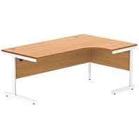 Astin 1800mm Corner Desk, Right Hand, White Cantilever Legs, Beech