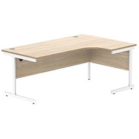 Astin 1800mm Corner Desk, Right Hand, White Cantilever Legs, Oak