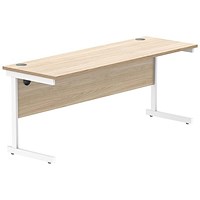 Astin 1800mm Slim Rectangular Desk, White Cantilever Legs, Oak