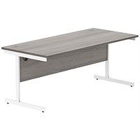 Astin 1800mm Rectangular Desk, White Cantilever Legs, Grey Oak