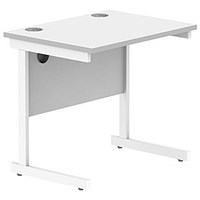 Astin 800mm Slim Rectangular Desk, White Cantilever Legs, White