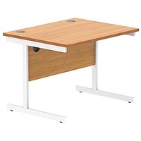 Astin 800mm Rectangular Desk, White Cantilever Legs, Beech Astin 800mm Rectangular Desk, White Cantilever Legs, Beech