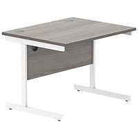 Astin 800mm Rectangular Desk, White Cantilever Legs, Grey Oak Astin 800mm Rectangular Desk, White Cantilever Legs, Grey Oak