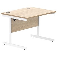 Astin 800mm Rectangular Desk, White Cantilever Legs, Oak Astin 800mm Rectangular Desk, White Cantilever Legs, Oak