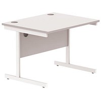 Astin 800mm Rectangular Desk, White Cantilever Legs, White