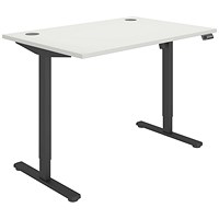 Polaris Single Motor Sit-Stand Desk, Black Leg, 1200mm, White Top