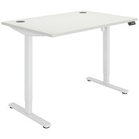 Polaris Single Motor Sit-Stand Desk, White Leg, 1200mm, White Top