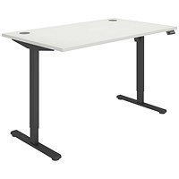 Polaris Single Motor Sit-Stand Desk, Black Leg, 1400mm, White Top
