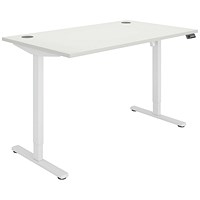 Polaris Single Motor Sit-Stand Desk, White Leg, 1400mm, White Top