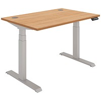 Polaris Dual Motor Sit-Stand Desk, Silver Leg, 1200mm, Beech Top