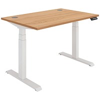 Polaris Dual Motor Sit-Stand Desk, White Leg, 1200mm, Beech Top