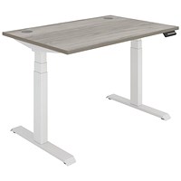 Polaris Dual Motor Sit-Stand Desk, White Leg, 1200mm, Grey Oak Top