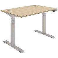 Polaris Dual Motor Sit-Stand Desk, Silver Leg, 1200mm, Oak Top