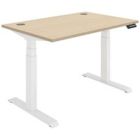 Polaris Dual Motor Sit-Stand Desk, White Leg, 1200mm, Oak Top