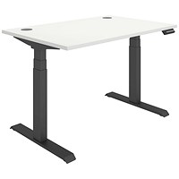Polaris Dual Motor Sit-Stand Desk, Black Leg, 1200mm, White Top
