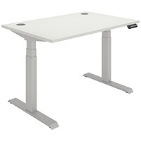 Polaris Dual Motor Sit-Stand Desk, Silver Leg, 1200mm, White Top