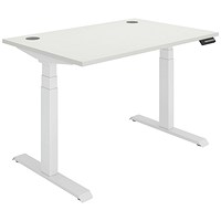 Polaris Dual Motor Sit-Stand Desk, White Leg, 1200mm, White Top