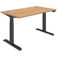 Polaris Dual Motor Sit-Stand Desk, Black Leg, 1400mm, Beech Top