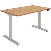 Polaris Dual Motor Sit-Stand Desk, Silver Leg, 1400mm, Beech Top