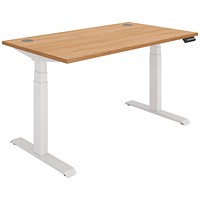Polaris Dual Motor Sit-Stand Desk, White Leg, 1400mm, Beech Top