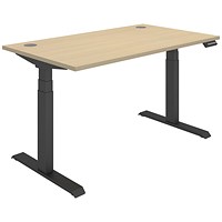 Polaris Dual Motor Sit-Stand Desk, Black Leg, 1400mm, Oak Top