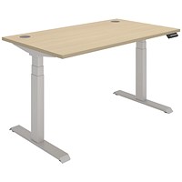 Polaris Dual Motor Sit-Stand Desk, Silver Leg, 1400mm, Oak Top
