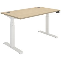 Polaris Dual Motor Sit-Stand Desk, White Leg, 1400mm, Oak Top