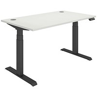 Polaris Dual Motor Sit-Stand Desk, Black Leg, 1400mm, White Top