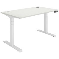 Polaris Dual Motor Sit-Stand Desk, White Leg, 1400mm, White Top