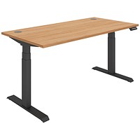 Polaris Dual Motor Sit-Stand Desk, Black Leg, 1600mm, Beech Top