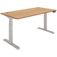 Polaris Dual Motor Sit-Stand Desk, Silver Leg, 1600mm, Beech Top