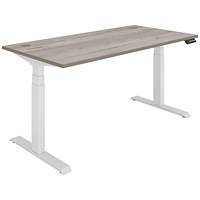 Polaris Dual Motor Sit-Stand Desk, White Leg, 1600mm, Grey Oak Top