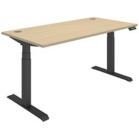 Polaris Dual Motor Sit-Stand Desk, Black Leg, 1600mm, Oak Top
