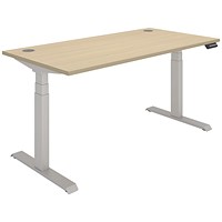Polaris Dual Motor Sit-Stand Desk, Silver Leg, 1600mm, Oak Top