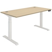 Polaris Dual Motor Sit-Stand Desk, White Leg, 1600mm, Oak Top